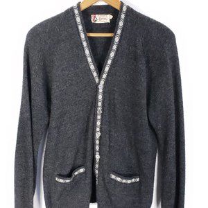 Vtg Vereloft By Revere Cardigan Sweater Mens Medium Gray Grandpacore